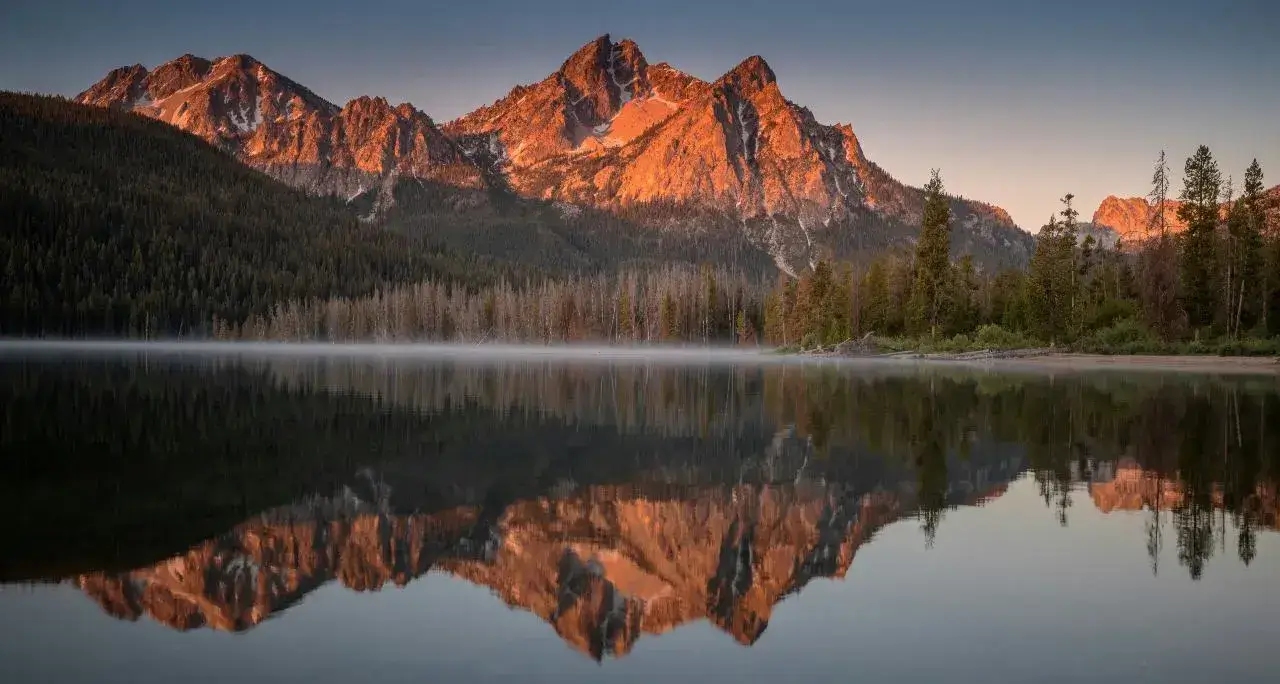 mountains in Idaho reflected off a lake